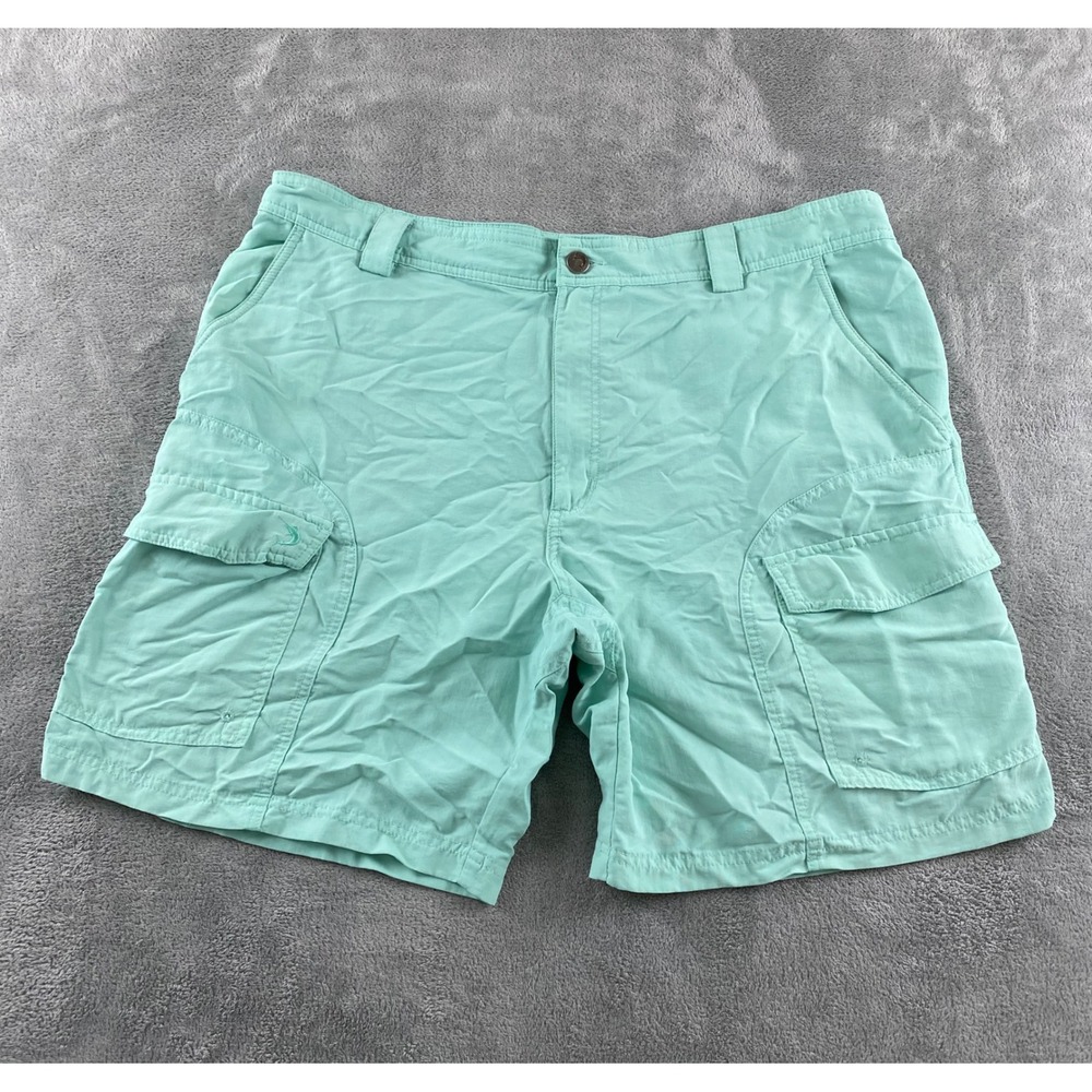 Reel Legends Mens Cargo Shorts Size 42 Seafoam Green Nylon Mesh Lined Fishing
